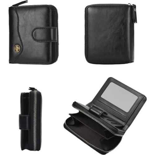 2020 new style mens retro wallet short mens multifunctional wallet zipper coin purse PU waterproof anti-theft wallet