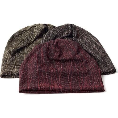 New Style Unisex Striped Beanie For Women Men Cool Hip Hop Hat Bronzing Line Soft Warm Baggy Caps Adult Casual Skullies Cap