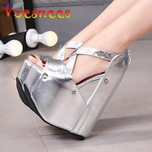 Wedges Sandals Fashion Height Increasing Womens Shoes 2020 Summer Cross Strap Platform18cm high heels Fish Mouth Shoes Female