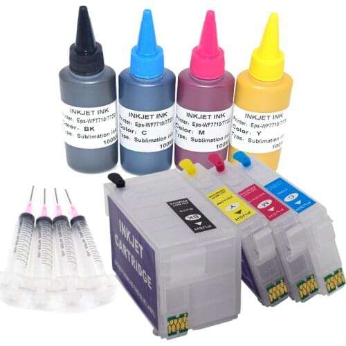 T252XL 252xl Refillable Ink Cartridge with dye sublimation ink For Epson WF-7710 WF-7720 WF-7210 WF-7220 WF2750 WF3640 Printers
