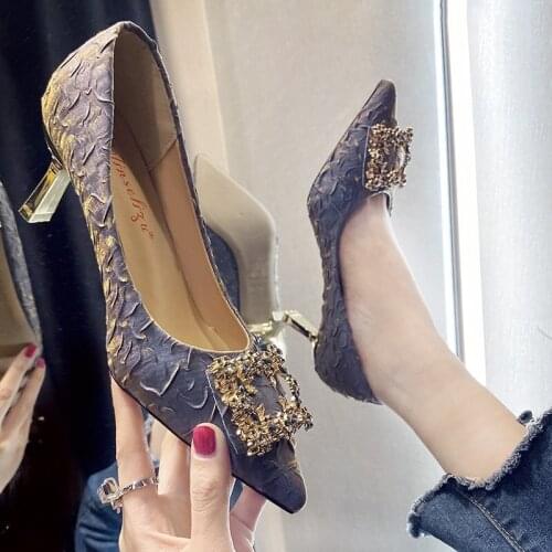 Womens Pumps High Heels Stilettos Slip On Shoes for Women Heels Sexy Ladies Shoes Office 2021 6.5CM Heels Femme Talon Sexy