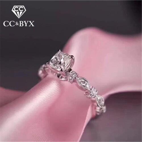 CC Ethnic Style Rings For Women Ball Flower Vine Square Cubic Zirconia Stone Propose Wedding Jewelry Bijoux Femme CC1435