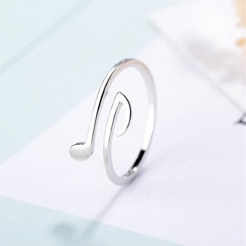 HEYLUOKE Simple Original Tibetan Silver Note Wedding Rings For Women Luxury Jewelry Adjustable Heart Love Music Rings Female