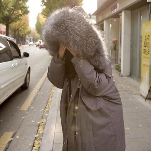 Winter Jacket Women Korean Parka Mujer Warm Long Coat Womens Jackets Big Fur Collar Down Cotton Padded Jacket KJ681