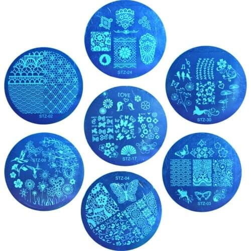 1 Pcs Nail Printing Stamping Templates Vintage nail round steel plate nail Stamp Plate UV Gel Polish Transfer DIY Manicure Tool
