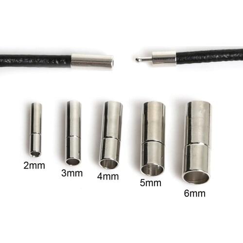 10Pcs/lot 2/3/4/5/6mm Rhodium End Caps Metal End Clasps Round Leather Cord For DIY Necklaces & Bracelets Jewelry Findings