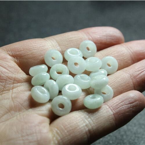 10Pcs Natural Jadeite Jade Small Bead Pendant Diy Hairpin Bracelet Accessory