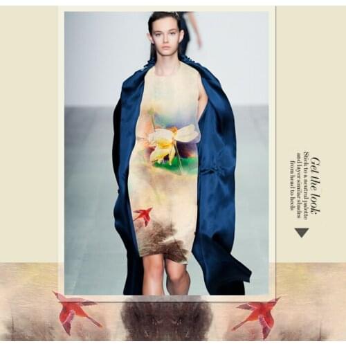 140*140cm 15.5mm 30% silk 70% linen Chinese style floral and birds print summer fabric a little transparent and hard fabric D068