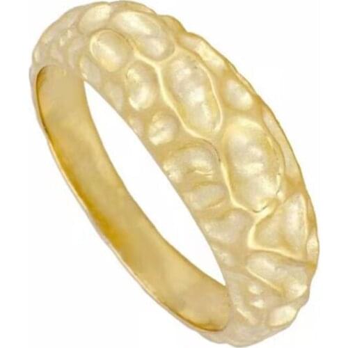 2021 Trends Korea Windbreaker Women Fashion 18k Bump Holes Crater Rings Stainless Steel Simple Manual Bijoux Engagement Present