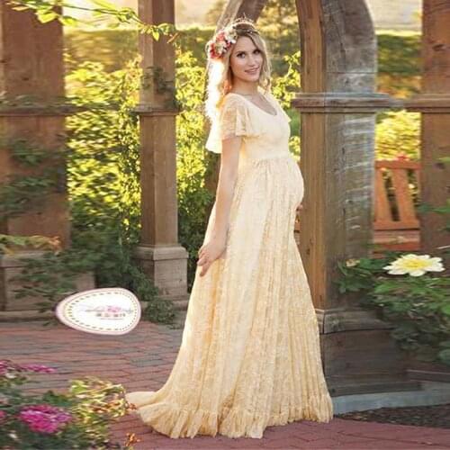 2021 N Women Dress Maternity Photography Props Lace Pregnancy Clothes Maternity Dresses For Pregnant Photo Shoot Cloth Plus