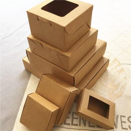 25pcs/lot Big And Small Kraft cardboard packing gift box handmade soap candy For Wedding Decorations Event Party
