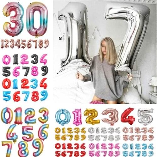 32 Inch Big Gold Silver Rose Gold Number Balloons Foil Helium Baloons Air Balls Figures For Birthday Party Decoration Adult Kids