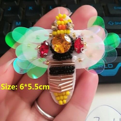 5pcs Good quality hand-sequined cloth insect bee patch colored wings bee for clothes hats bags jewelry DIY accessories Z087