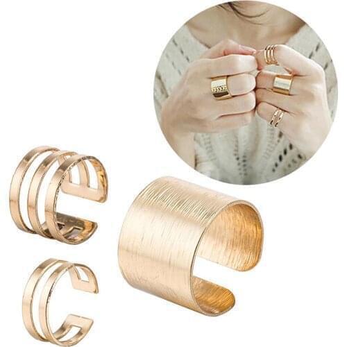 6/3pcs/set New Fashion The Same Paragraph Adjustable Finger Joint Three-piece Hollow Geometric Round Ring Jewelry Accessories