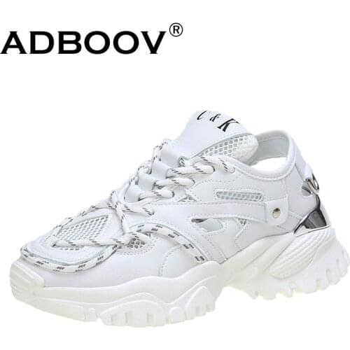 ADBOOV 2020 New Hollow Summer Platform Sneakers Ladies Fashion Leather Casual Shoes Women