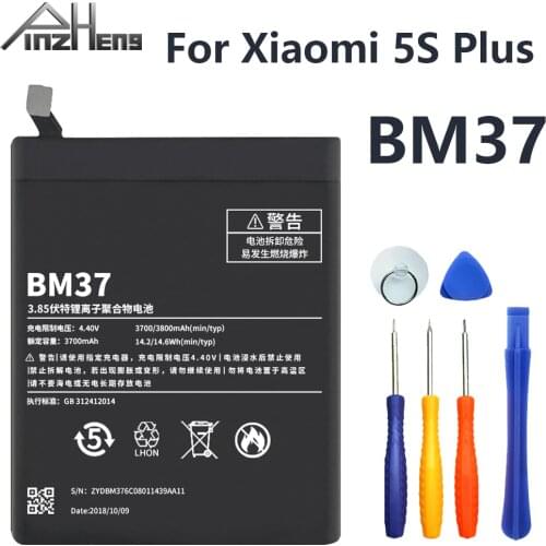 PINZHENG Mobile Phone BM37 Battery For Xiaomi Mi 5S Plus Bateria 3700mAh Real Capacity BM37 Replacement Baterries With Tools