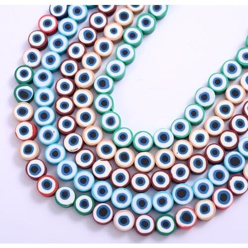 Fashion 4colors Eye Pattern Printing Beads Polymer Clay Beads Clay Spacer Loose Beads For Jewelry Making Handmade Accessories
