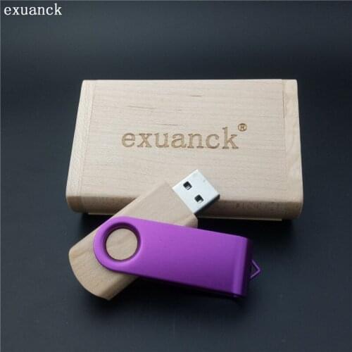 Exuanck Custom Wedding Photography Encord LOGO Wooden Clip + Box USB 2.0 Version memory flash stick pen drive ( 20pcs free logo)