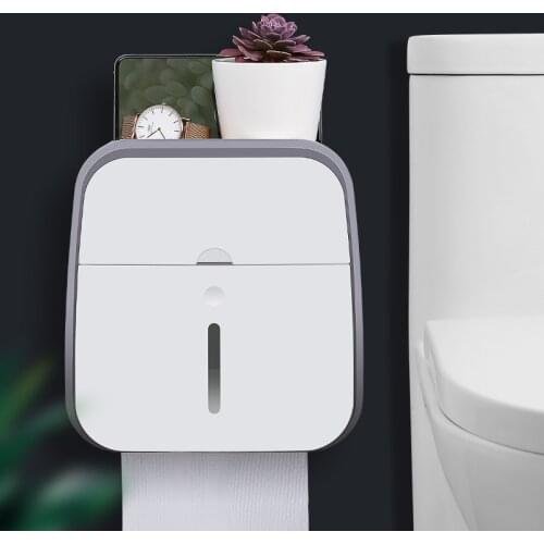 Paper Holder For Toilet Waterproof Wall Mounted Toilet Paper Tray Roll Paper Tube Storage Box Bathroom Tray Tissue Box Shelf