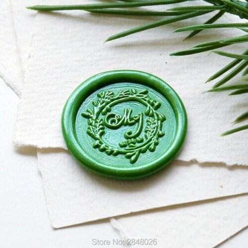 Custom Initials with wreath Wax Seal Stamp, wedding stamp gift, monogram invitation seals,Scrapbooking stamp