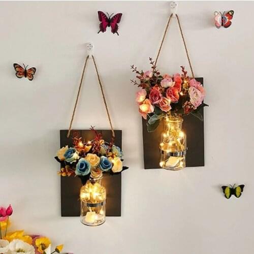 Artificial Flowers Home Decorative Pendant Imitates Plant Colorful Flowers Vase On The Wall Living Room Bedroom Crafts Ligting