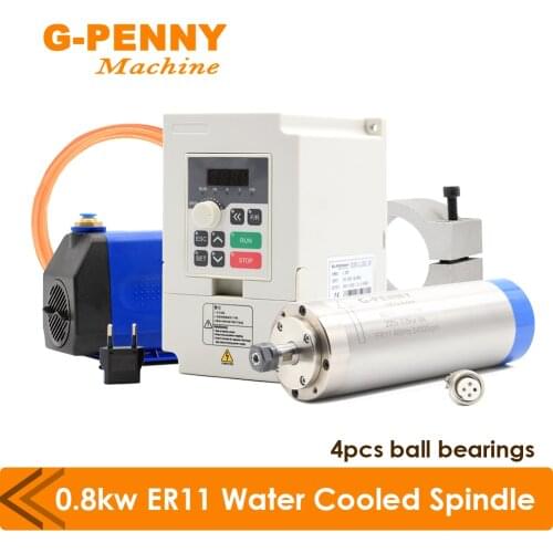 New Arrival !! 0.8KW ER11 Water Cooled Spindle Kit 800W Water Cooled Spindle 1.5KW QL Inverter / 75W Water Pump / 65mm Bracket
