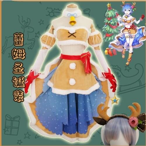 Rem/Ram cos Re:Life in a different world from zero anime woman cosplay costume set Dress+top+bowknot+gloves*2+kc+neck accessorie