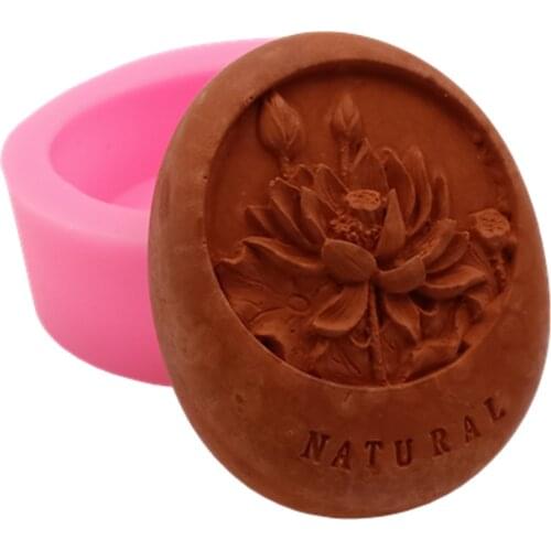 Lotus Flower Soap Mold Oval Silicone Mold for Natural Soap Making Aroma Gypsum Mold Scented Wax Molds