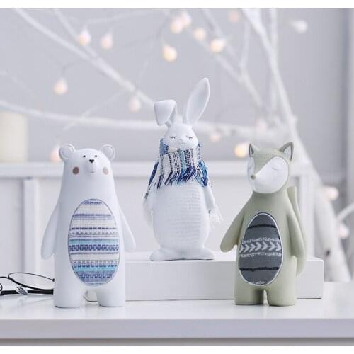 Creative Bear Rabbit Miniature Figurines Resin Crafts Mini Cute Animal Fairy Garden Home Decoration Accessories For Living Room