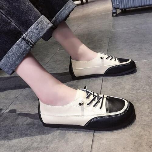 Spring new all-match non-slip flat bottom breathable lazy shoes fashion color matching shallow mouth sports casual womens shoes