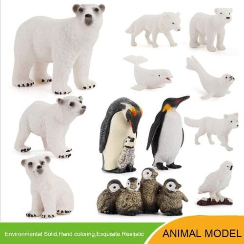 NEW Mini Simulation Animal Model Girls Boys Toys Polar Bear Penguin Dolphin Snowwolf Kids Toy Learning Cognition Education