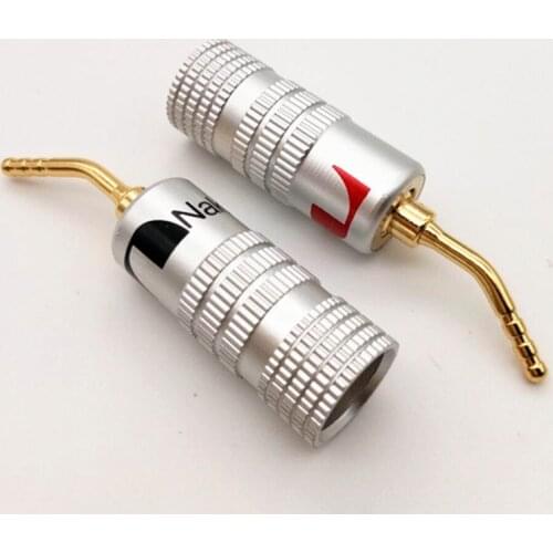 New 24K Gold for Nakamichi Speaker Pin Angel 2mm Banana Plugs Speaker Wire Screw Lock Connector