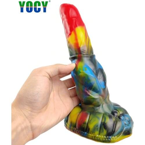 YOCY Huge Animal Dildo Silicone Art Graffiti Sex Toy For Adult 18+ Anus Prostage Masturbator Suction Cup Dildo Fantasy Anal Plug