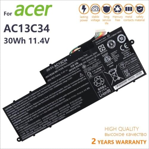 Genuine new AC13C34 Laptop Battery For Acer Aspire V5-122P V5-132 E3-111 E3-112 ES1-111M MS237 KT.00303.005 11.4V 2640mAh/30WH