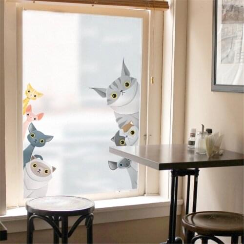 Window Film Privacy Cats Non Adhesive Glass Sticker Sun Protection Heat Control Window Coverings Window Tint for Homedecor