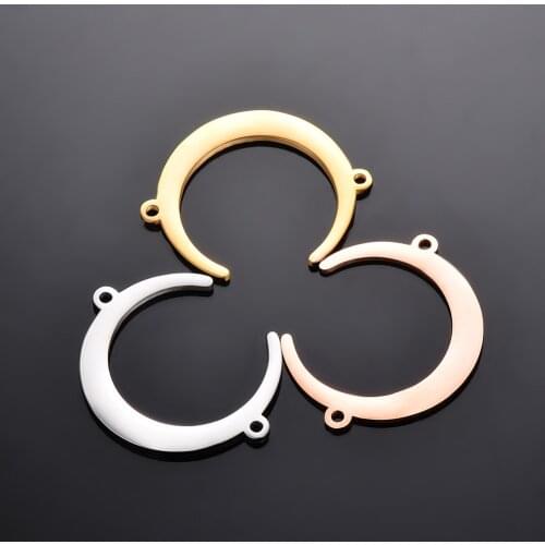 5pcs 23.5X30mm Stainless Steel Moon Charms Pendant Fit DIY Necklace Bracelet Jewelry Making Supplies Accessories Wholesale