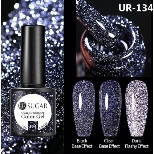 UR SUGAR 7.5ml Reflective Glitter Laser Gel Nail Polish Manicure Nail Art Semi Permanent UV LED Lamp Nail Varnishes Base TopCoat