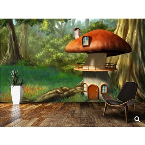 Custom children wallpaper,Mushroom House,3D cartoon mural for living room childrens room backdrop PVC wallpaper