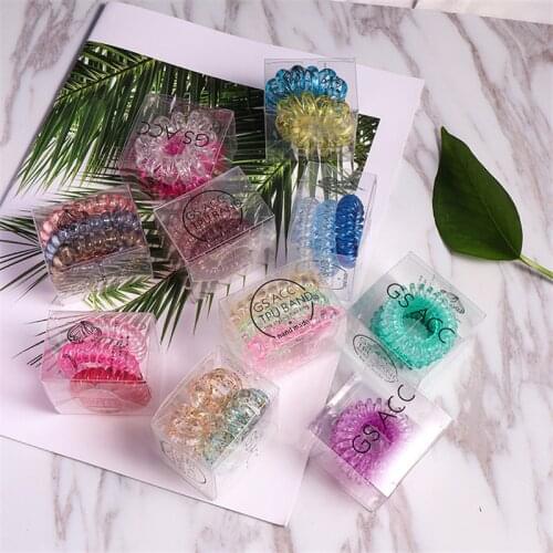 2/3 PCS Telephone Wire Scrunchies Elastic Hair Bands For Girls Headwear Ponytail Holder Rubber HairBands Women Hair Accessories