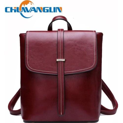 Chuwanglin Genuine Leather backpack women school bags casual feminine backpacks Fashion travel bag mochila feminina A5076