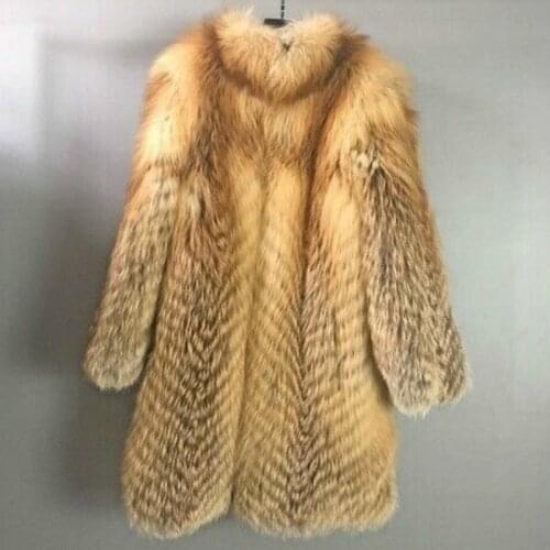 2020 Autumn Winter Real Fur Coat Fox Fur Overcoat Woman Fur Jacket Real Fur Collar Coat Fashion Warm Overcoat Oversize Outwear