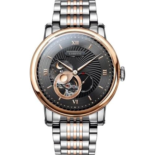 Switzerland LOBINNI Men Watches Luxury Brand With MIYOTA Automatic Mechanical Waterproof Skeleton Moon Phase Mens Clocks L18013