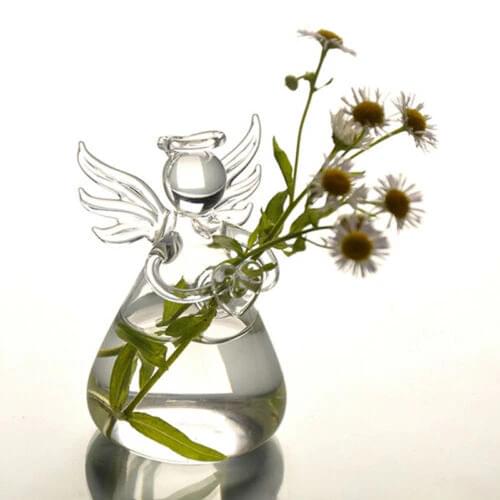 Cute Glass Angel Shape Vase Flower Planters Plant Hanging Vase Home Office Wedding Decor Pots Garden Supplies 1pcs New Hot Sale