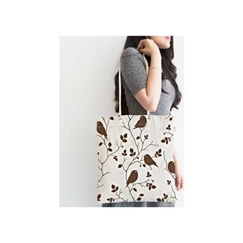 Realhomes Gift Summer Holiday Sea Beach Bag Clades Birds Digital Printed Zipper Cloth Bag
