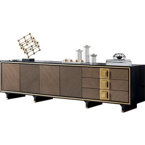 Light luxury American solid wood TV cabinet household living room modern low cabinet ground cabinet storage locker furniture