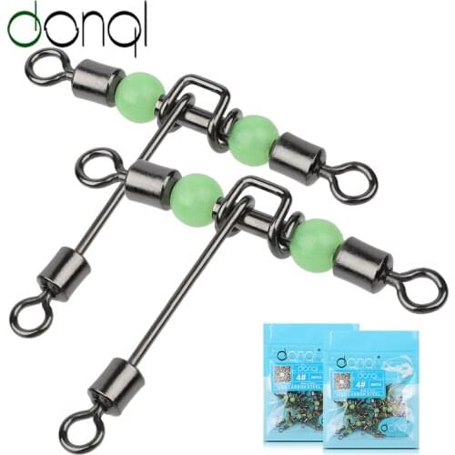 DONQL 5/20pcs 3 Road t-Shaped Fishing Rolling Rotary Joint Connector Trigeminal Rotary Fishing Gear Accessories Luminous Beads