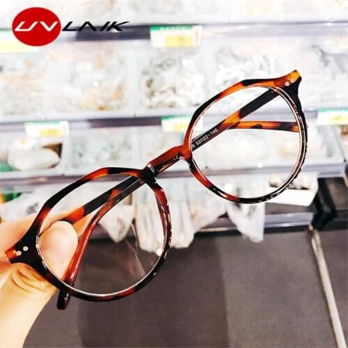 UVLAIK Optical Glasses Frame Boston Eyeglasses Round Myopia Frames Women Clear Transparent Glasses Womens Mens Flower Frames
