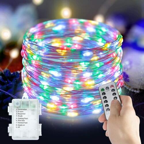 Waterproof Flexible String Lights Remote 10M/100 LEDs 5M/50LEDS Battery Operated for Bedroom Home Wedding Christmas Festivals