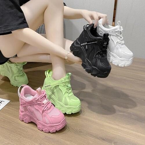 2022 Autumn Women Chunky Sneakers Breathable Mesh Casual Shoes 10cm Wedge Heels Platform Shoes Chaussures Femme Sports Dad Shoes