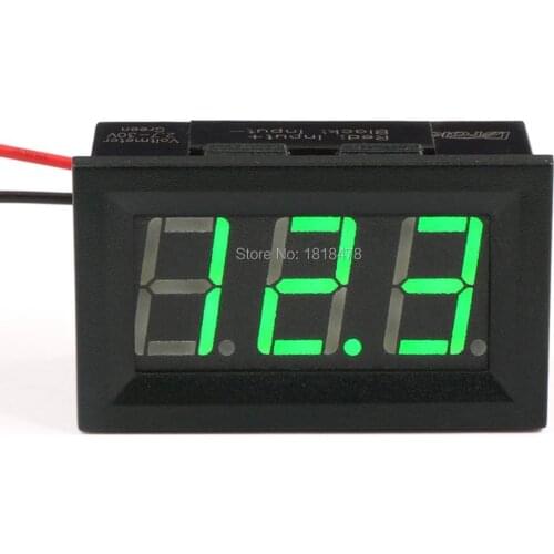0.56'' DC 3-30V Digital Voltmeter Voltage Tester Gauge Green Bright LED Display Two Wires Volt Meter for Solar Battery Monitor